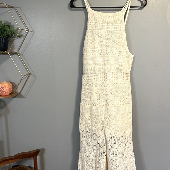 NWOT FREE PEOPLE CROCHET FLARE JUMPSUIT - Picture 2 of 9